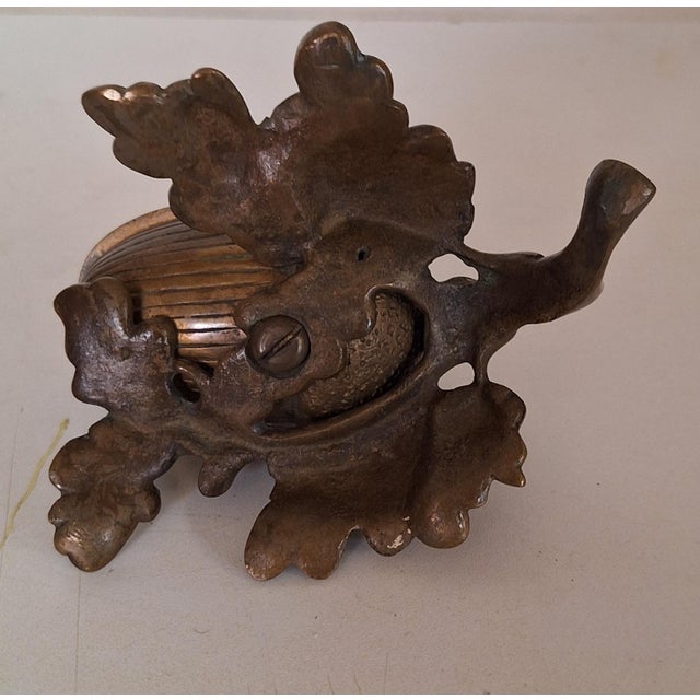 Antique Art Nouveau Lidded Box in the Shape of an Acorn on a Bronze Leaf, 1900s For Sale - Image 6 of 7