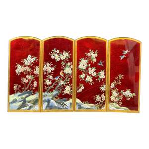 Japanese Ginbari Cloisonne Enamel Table Screen