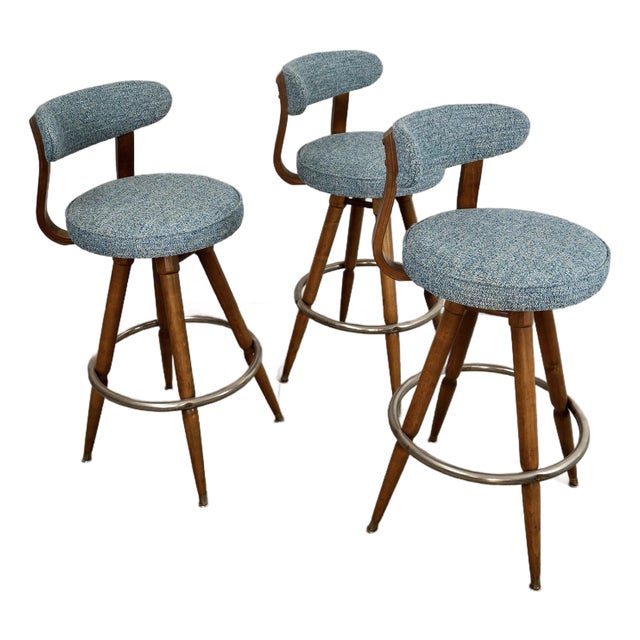 1960’s Mid-Century Modern Bentwood Bar Stools - Set of 3 For Sale