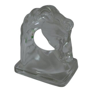1990s Mid-Century Glass Horse Sculptural Bookend For Sale