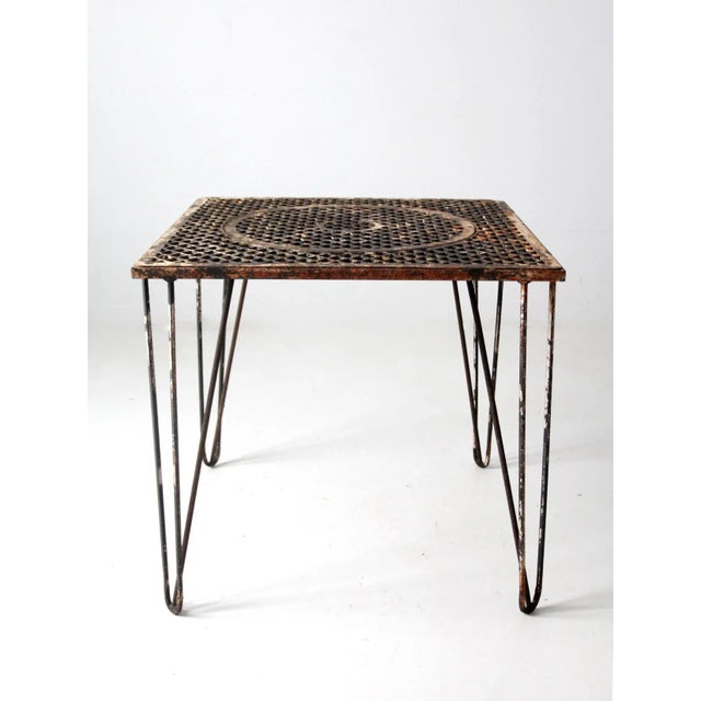 Mid-Century Hairpin Leg Iron Patio Table For Sale - Image 11 of 12