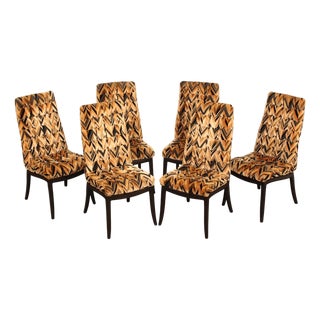 Custom Craft Set Of Six Upholstered Dining Chairs For Sale