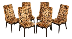 Custom Craft Set Of Six Upholstered Dining Chairs