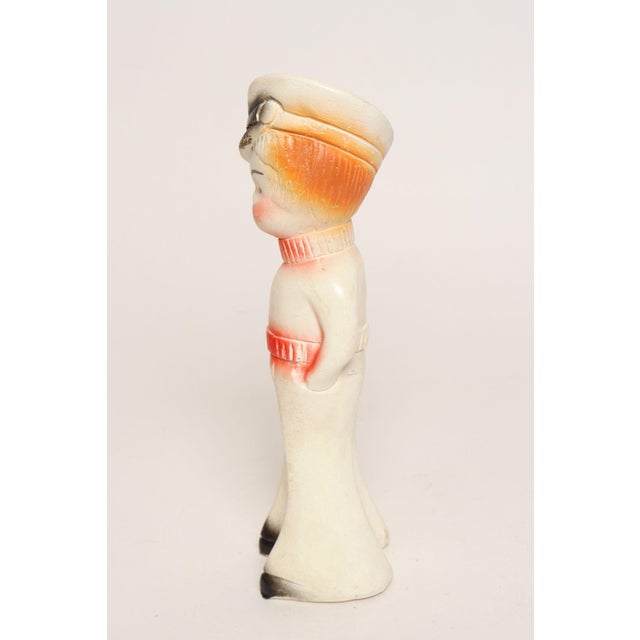 Charming circa 1920s/30s Americana painted chalkware rosy cheeked sailor boy sculpture/figurine with an vibrant pop of...