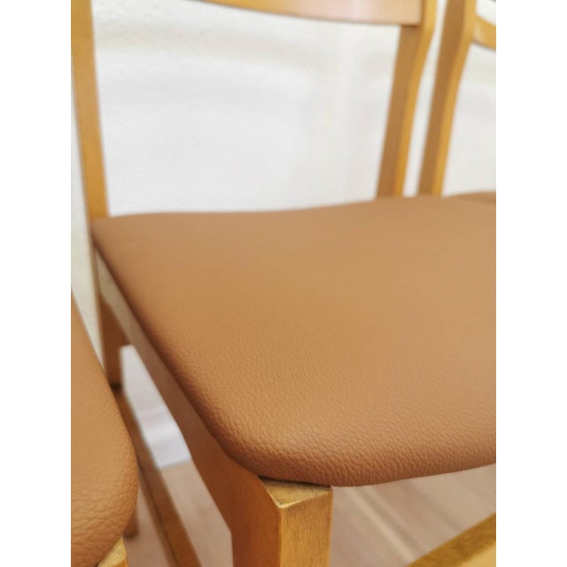 Vintage Scandinavian Dining Chairs in Wood and Brown Leather by Branko Ursic, 1970s, Set of 4 For Sale - Image 4 of 11