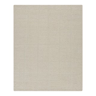 Rug & Kilim’s Contemporary Rug in Cream White with High-Low Geometric Patterns - 14x20 For Sale
