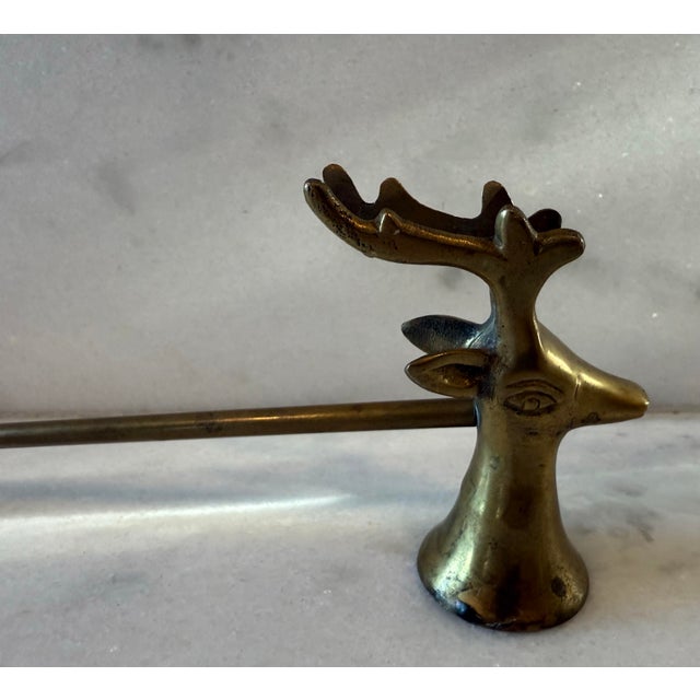 Mid 20th Century Vintage Brass Deer Head Candle Snuffer For Sale - Image 5 of 10