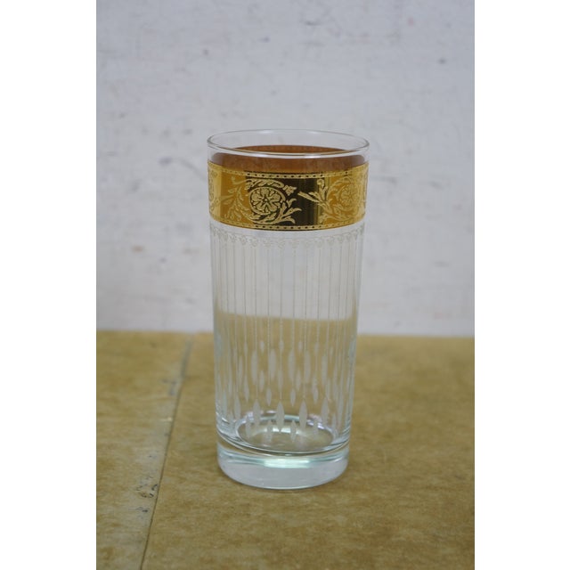 1960s 1960s Mid Century Modern Culver Tyrol 22k Gold Acid Etched Highball Glasses - 8 pcs For Sale - Image 5 of 12