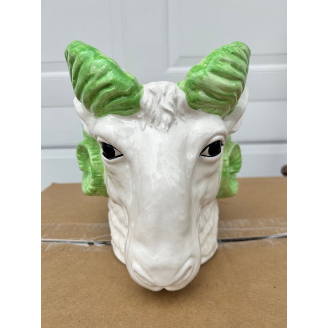 Mid 20th Century Mid 20th Century Ceramic Ram’s Head Planter For Sale - Image 5 of 8