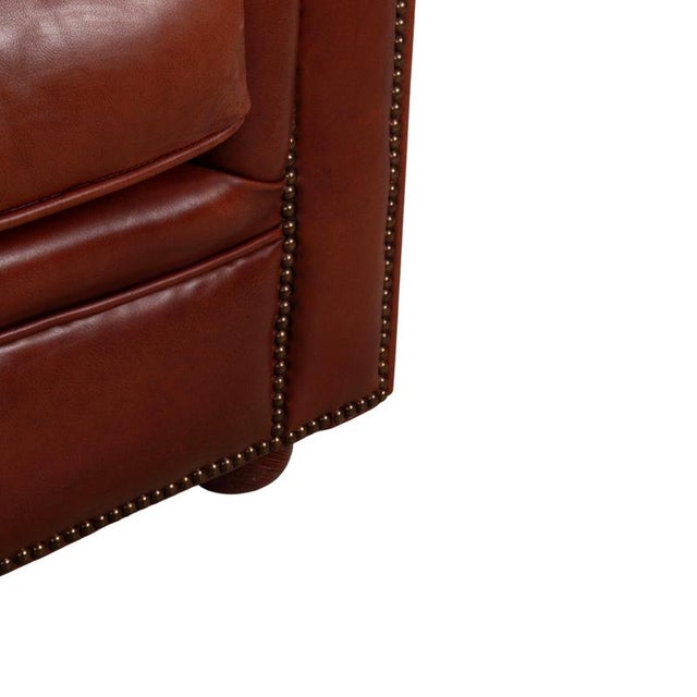 Vintage Chesterfield Leather Three-Seater Brown Sofa For Sale - Image 4 of 16