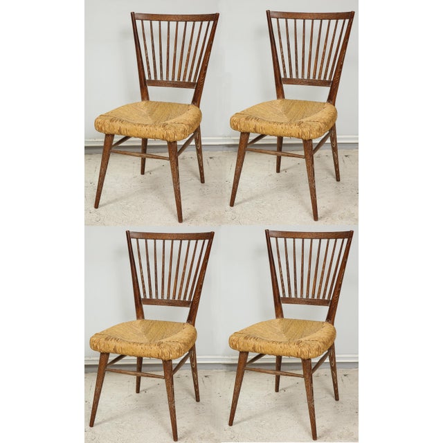 Set of 4 Italian Cerused Oak Chairs With Rushed Seats For Sale - Image 12 of 12