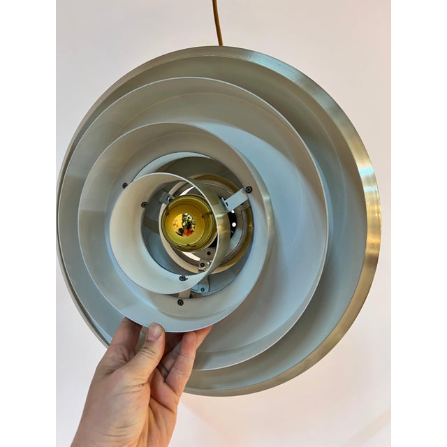 Danish Gold Slatted Lamp For Sale - Image 9 of 11