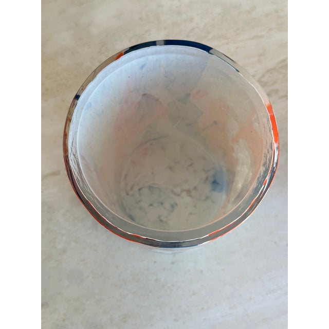 Stories of Italy Murano Nougat Orange and Blue Glass Vase For Sale In San Diego - Image 6 of 9