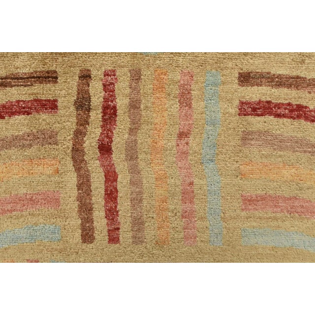 Beige Gabbeh Rug 5’8” X 8’4” Beige Wool Contemporary Hand-Knotted Carpet For Sale - Image 8 of 12