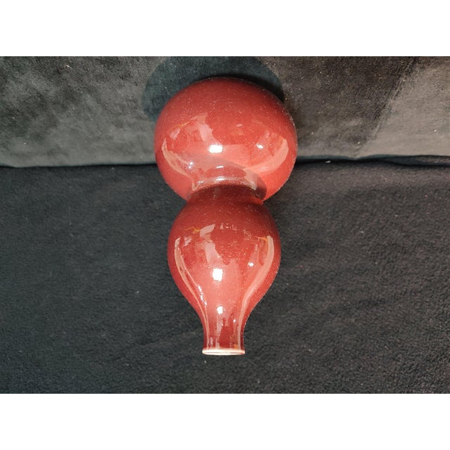 Chinese Ceramic Vase,Red GlazePorcelain Gourd Vase For Sale - Image 4 of 11
