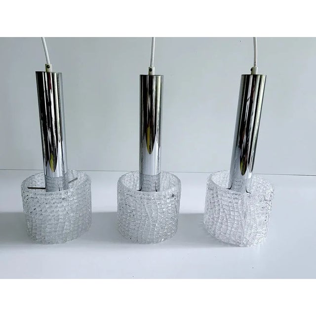 Vintage Glass Pendant Lights from Kalmar, 1970s, Set of 3 For Sale - Image 12 of 14