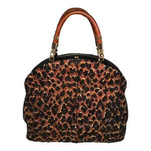 OOAK Abigail Made in Italy Contessa Leopard Beaded Gown Top Handle Leather Tote