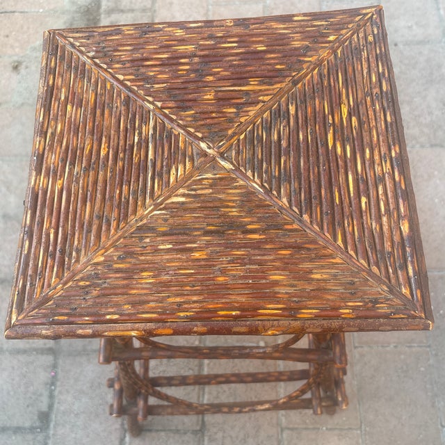 Wood Antique Adirondack Side Table For Sale - Image 7 of 7