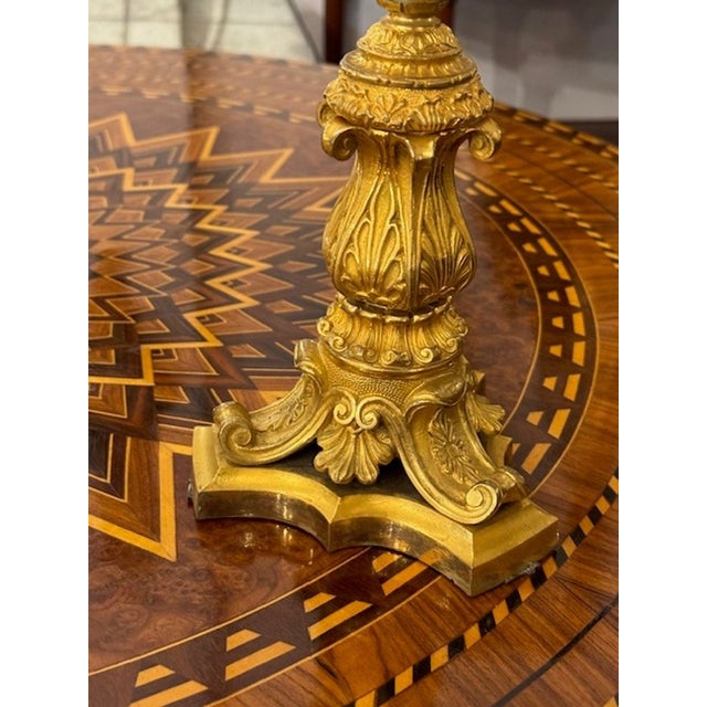 French Pair of 19h C. French Louis XVI Gilt Bronze Candelabras For Sale - Image 3 of 7