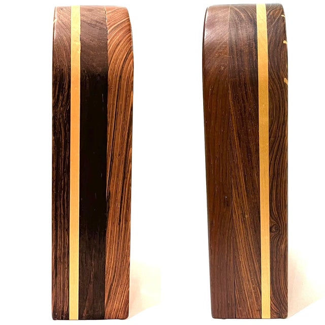 Wood 1970's Inlaid Wood Desk Table Clock For Sale - Image 7 of 9