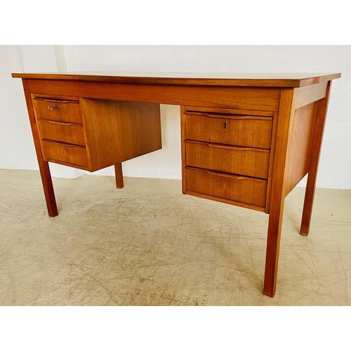 Brown Mid-Century Danish Teak Desk from Bent Silberg Møbler, 1960s For Sale - Image 8 of 18