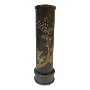 Vintage 1970s Metal Cylinder Vase