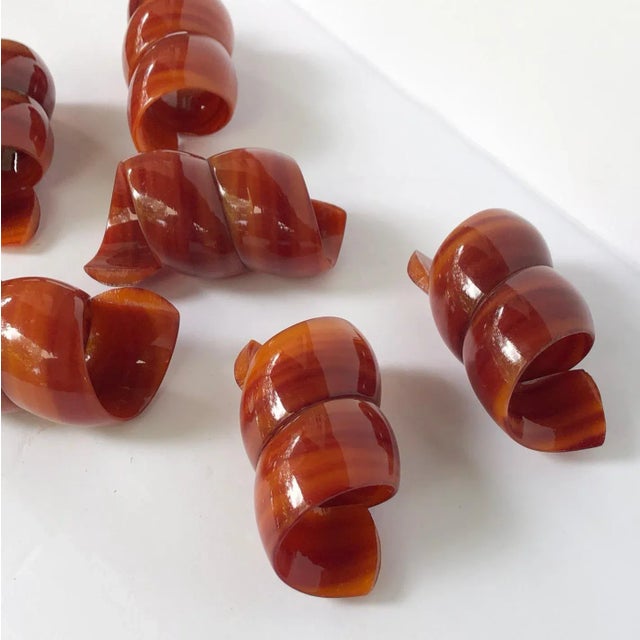 Mid-Century Modern 6 Midcentury Napkin Rings Butterscotch Twists For Sale - Image 3 of 5