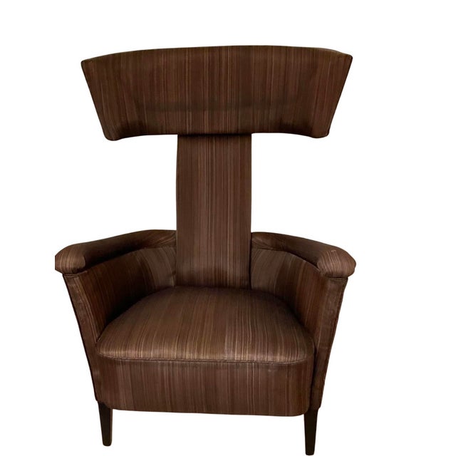 1960s Mid-Century Italian Attributed to “Gio Ponti” Arm Chair With Upholstered Brown Horse-Hair Fabric For Sale In Seattle - Image 6 of 7