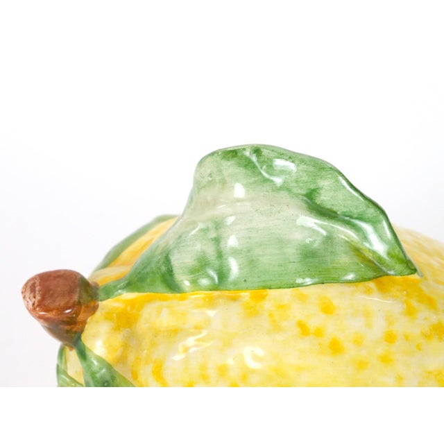 Ceramic Italian Majolica Lemon-Form Covered Table Ornament, Late 20th Century For Sale - Image 7 of 9