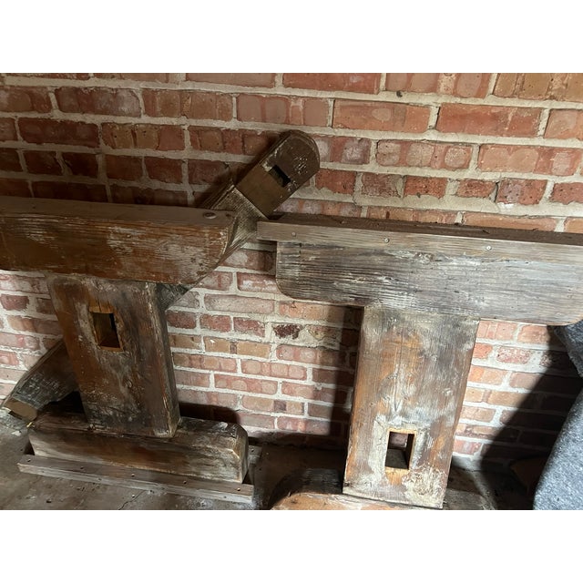 1950s Vintage Solid Wood Trestle Table, Buffet, Server or Island For Sale - Image 5 of 6