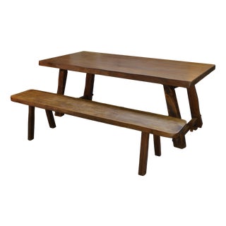 Brutalist Table Set with Bench, 1960s, Set of 2 For Sale