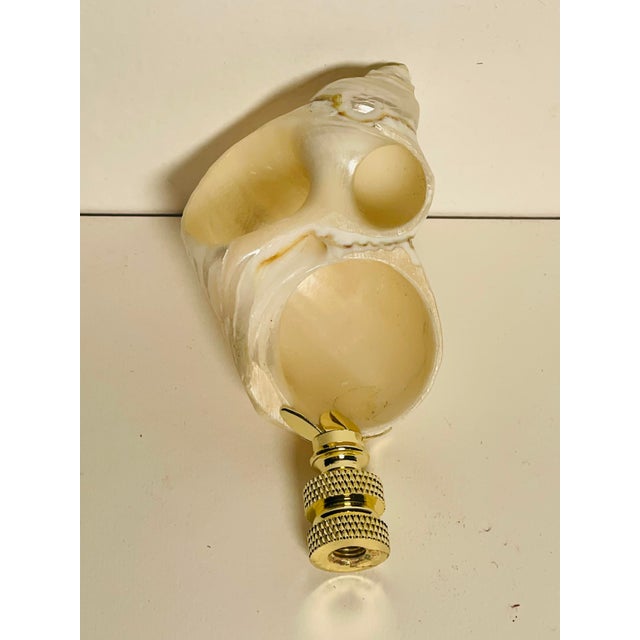 1970s Mother of Pearl Turbo Sea Shells Lamp Finials - a Pair For Sale - Image 4 of 4