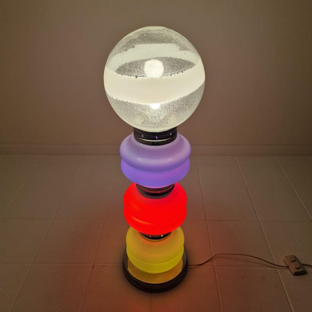 Metal Italian Murano Floor Lamp in 3 Colors Light attributed to Carlo Nason for Mazzega, 1970s For Sale - Image 7 of 16