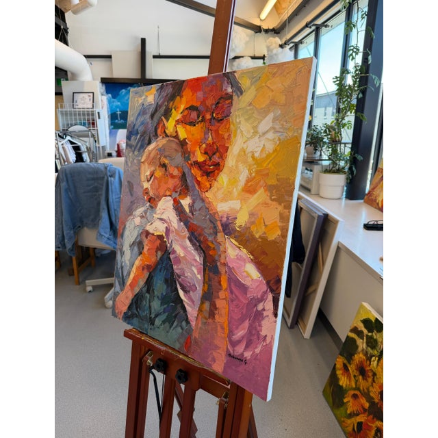 A Cradle of Quiet Solace, Impasto Oil Painting by Godfrey Afebuame (2025) For Sale - Image 4 of 6