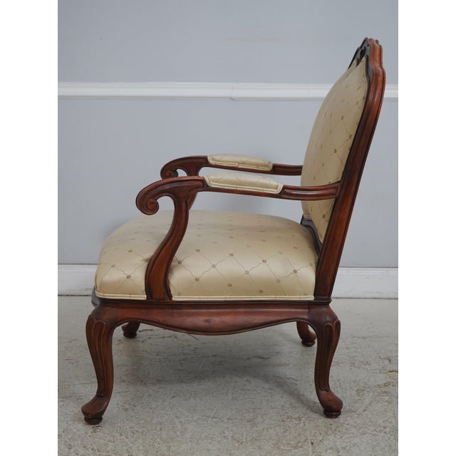 Queen Anne Thomasville Curved Queen Anne Style Chair & Ottoman For Sale - Image 3 of 18