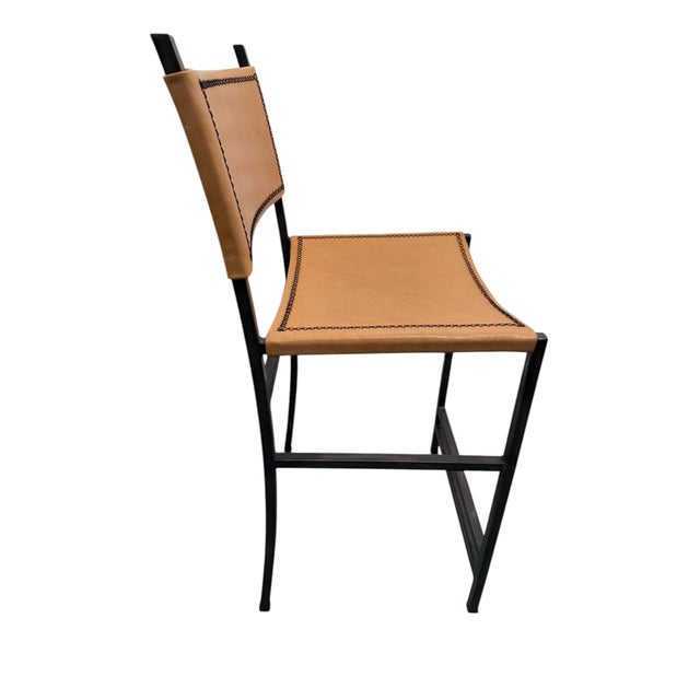 Sol & Luna Tan Leather and Iron Counter Stool For Sale - Image 4 of 9