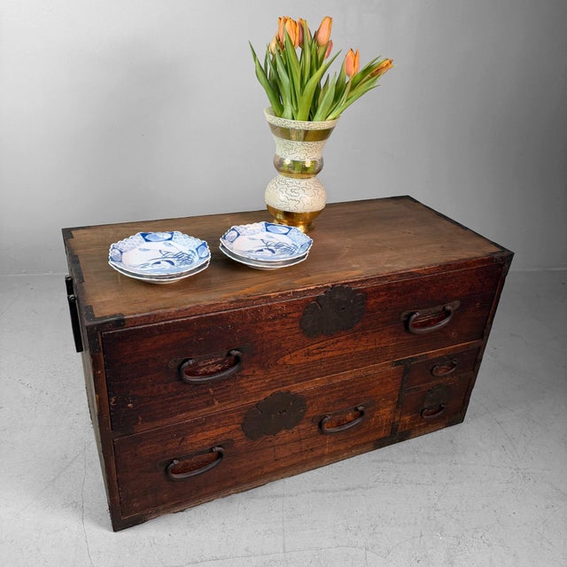 Wood Japanese Tansu Chest, 1910s For Sale - Image 7 of 16