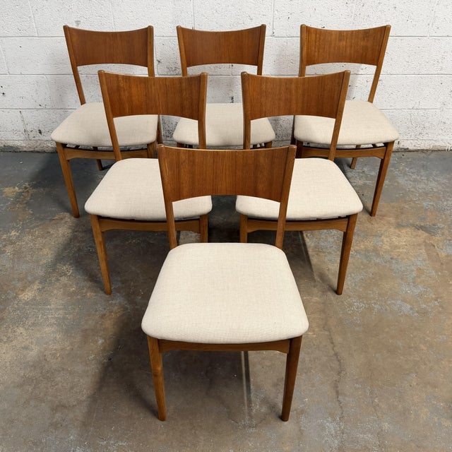 Set of 6 Mid 20th Century Danish Modern Teak Back Dining Chairs by Henning Kjærnulf for Soro Stolefabrik For Sale - Image 10 of 10