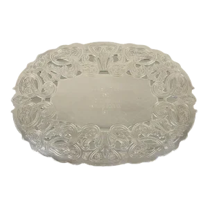 Vintage Wallace 731 Victorian Style Silver Plated Oval Trivet 1980 Award Platter