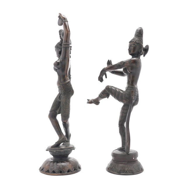 19th Century Pair of Cast Bronze Tamil Nadu Panchaloha Figures of Shiva and Parvati, 1800's For Sale - Image 5 of 7