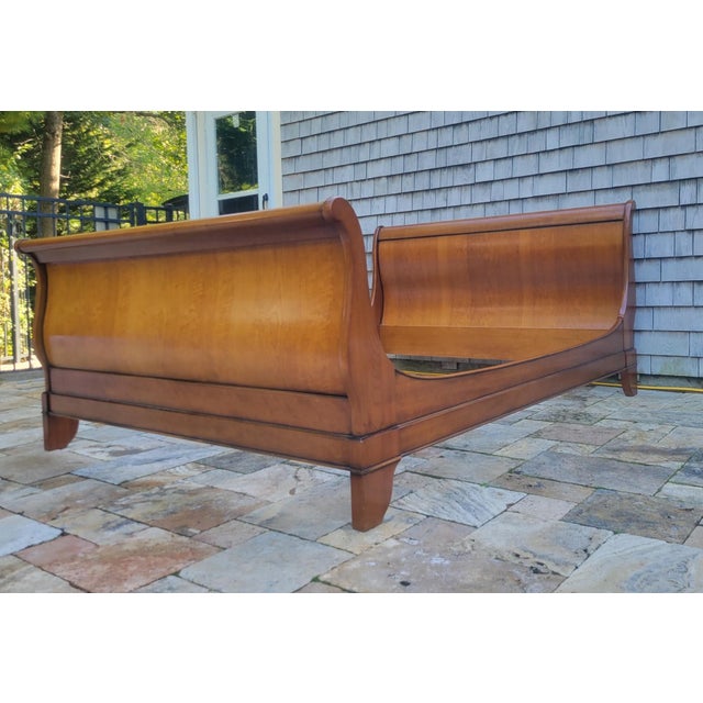 French Provincial 1990s Grange Louis Philippe Cherry Queen Size Sleigh Bedframe For Sale - Image 3 of 10