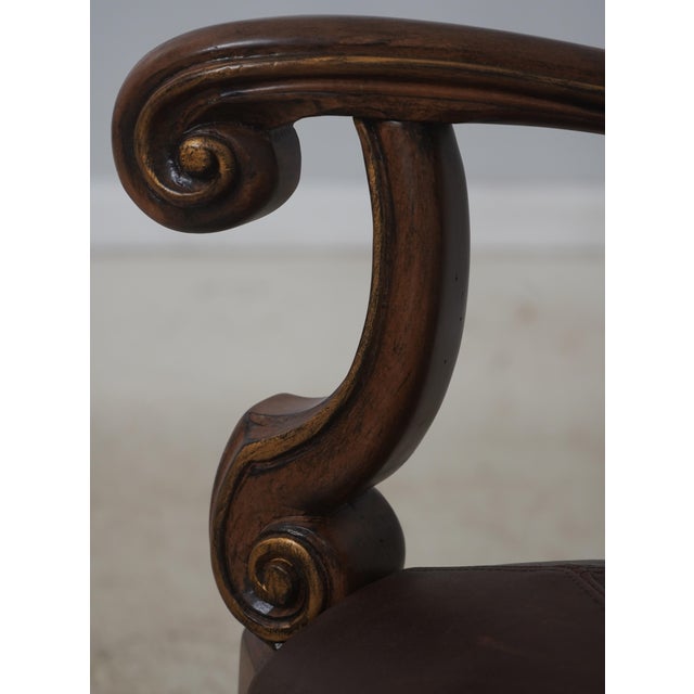 Century Leather & Wood High Back Armchair For Sale - Image 10 of 18