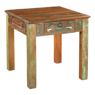 Shabby Chic Reclaimed Wood Nightstand With Drawer | Rustic Farmhouse End Table | Distressed White Side Table | Vintage Country Bedside Decor For Sale