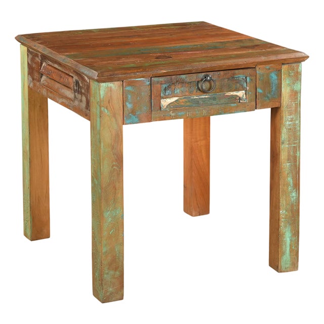 Shabby Chic Reclaimed Wood Nightstand With Drawer | Rustic Farmhouse End Table | Distressed White Side Table | Vintage Country Bedside Decor For Sale