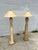 Hollywood Regency Pair of 1990s Lexington Furniture Cream Leather Floor Lamps With Matching Leather Shades For Sale - Image 3 of 17