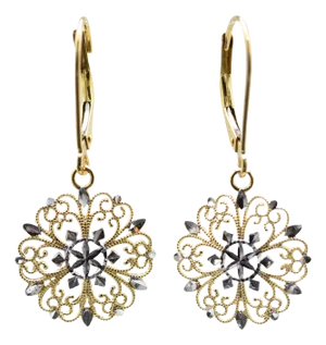 The Tullas: Ladies 14K Two Tone Dangler Earrings, 2 Pieces