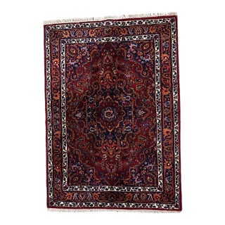 1970s, Handmade Vintage Persian Hamadan Rug 4.8' X 6.6' For Sale