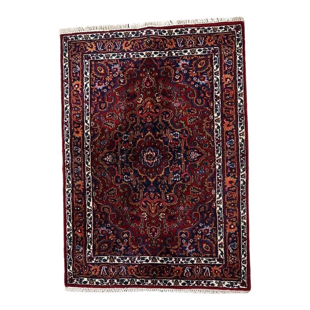 1970s, Handmade Vintage Persian Hamadan Rug 4.8' X 6.6' For Sale