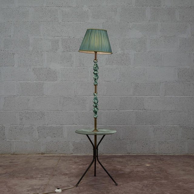 Gold Ceramic and Glass Floor Lamp, 1950s For Sale - Image 8 of 18