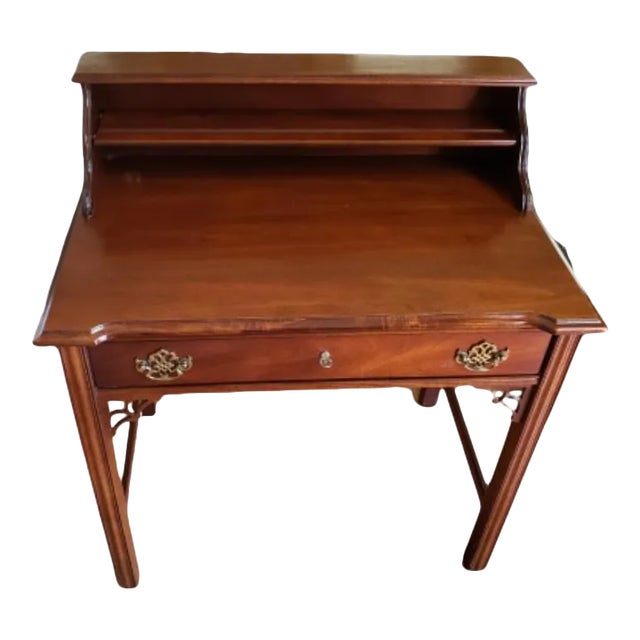 National Mt Airy Mahogany Chippendale Writing Desk For Sale